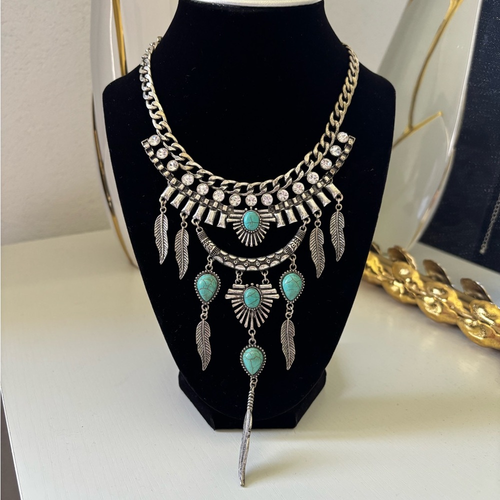 Silver and Turquoise Statement Necklace